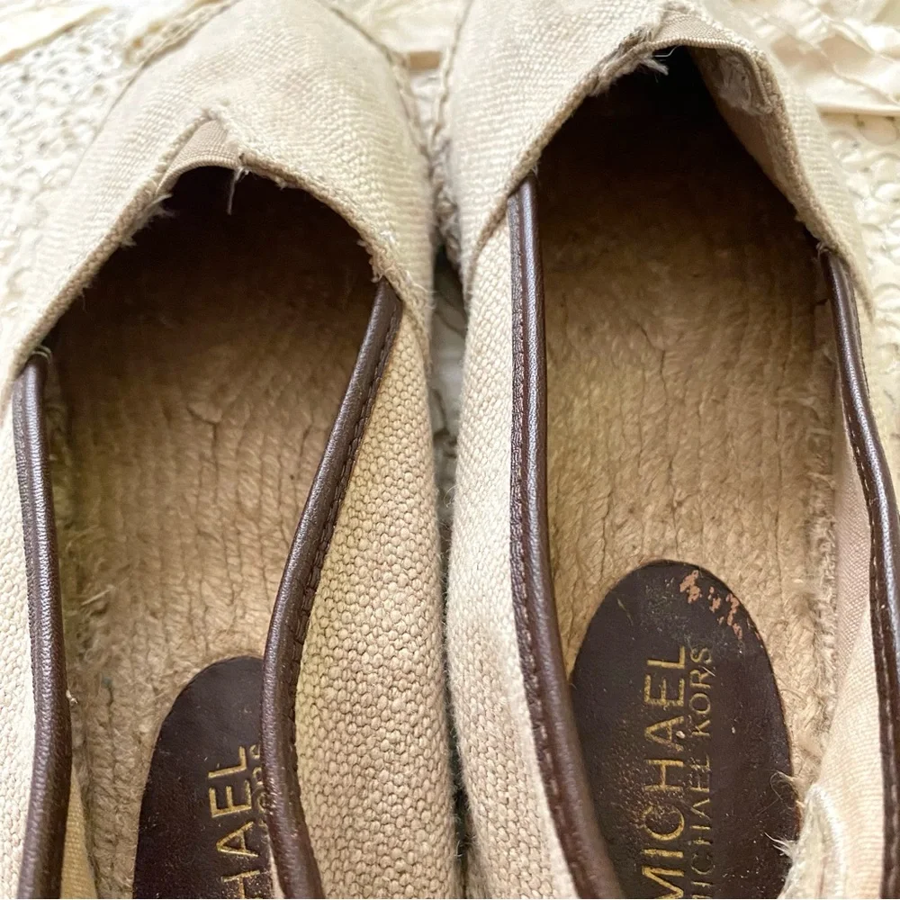 MICHAEL Michael Kors Cream Ivory Keli Espadrille Summer Flats Size 8